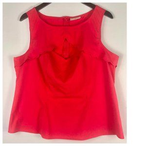 Modcloth 1X 16 18 Tank Top Shirt Coral Scalloped Keyhole Career Casual